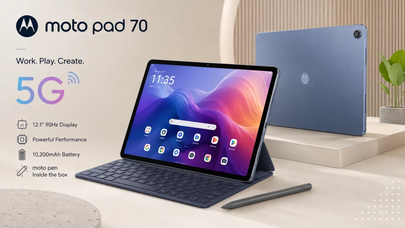Motorola Moto Pad 70 5G tablet with 12.1-inch 90Hz display