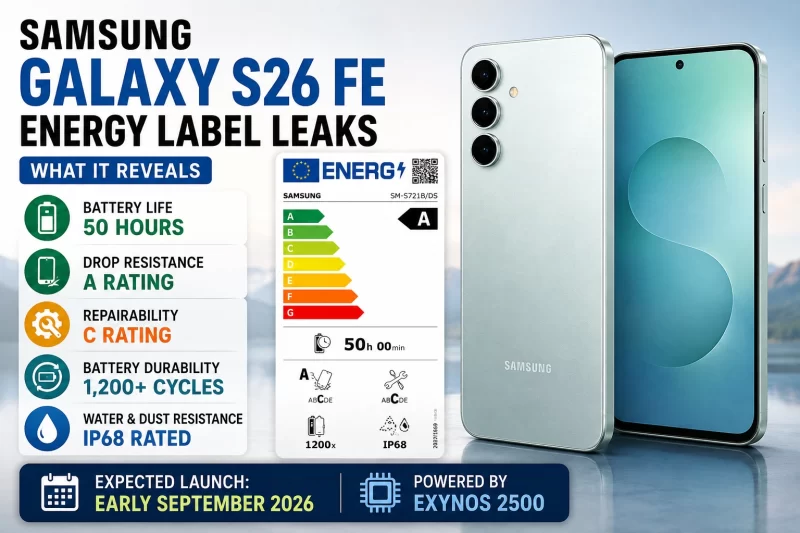 Samsung Galaxy S26 FE Energy Label Leak Reveals 50-Hour Battery Rating