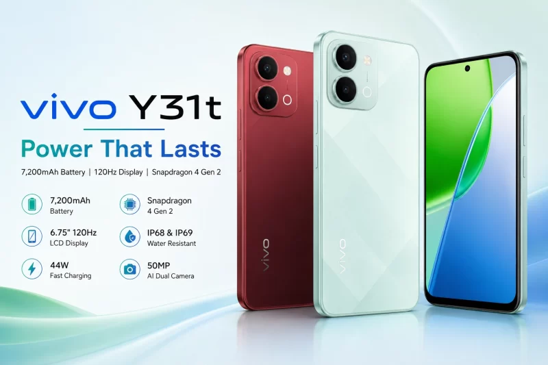 vivo Y31t Launches With Snapdragon 4 Gen 2 and 7,200mAh Battery
